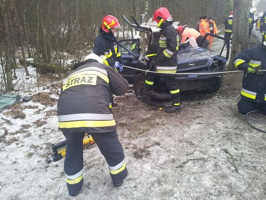 Wypadek na drodze krajowej 22. Jedna osoba uwięziona w pojeździe