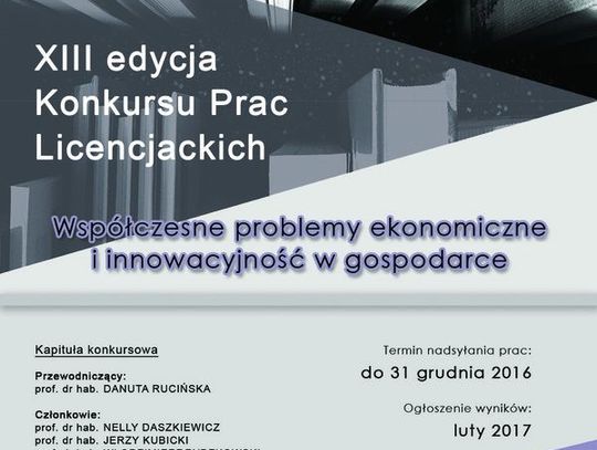 XX edycji Konkursu Prac Magisterskich i XIII edycji Konkursu Prac Licencjackich