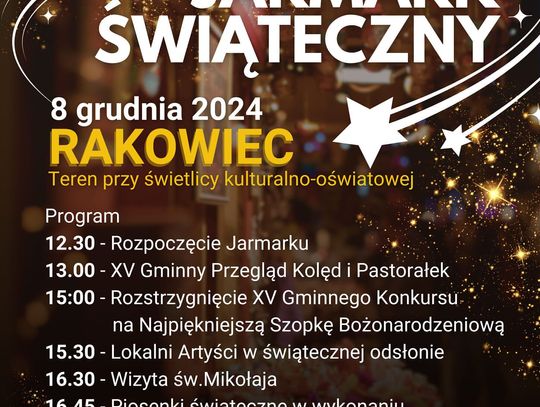 ZAPRASZAMY NA JARMARK BOŻONARODZENIOWY W RAKOWCU!