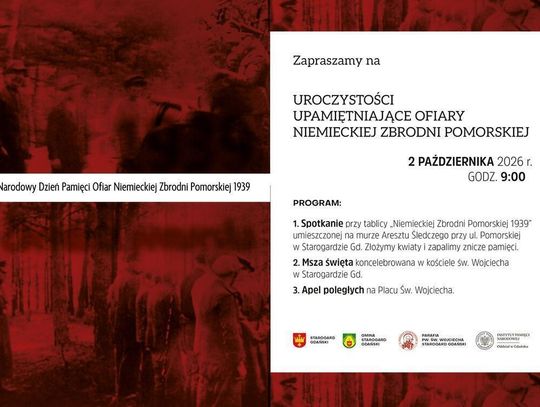 Zaproszenie na uroczystości ad memoriam ofiar Niemieckiej Zbrodni Pomorskiej 1939