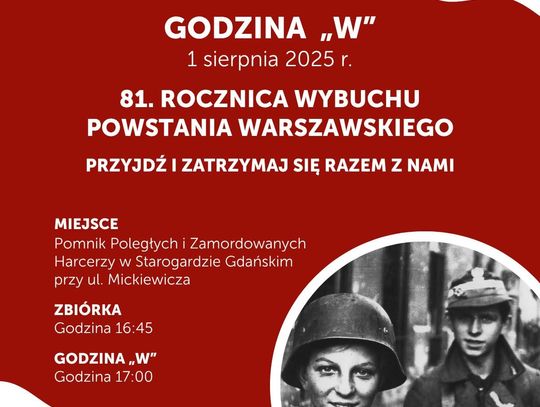 Zaproszenie na uroczystości związane z 81. rocznicą wybuchu Powstania Warszawskiego