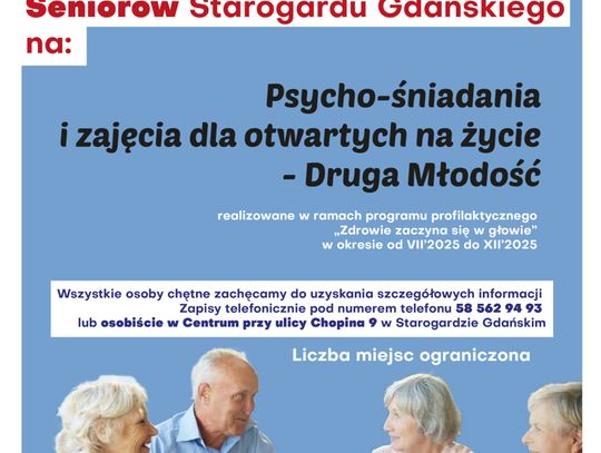 Zdrowie zaczyna się w głowie. Rusza starogardzki program skierowany dla seniorów - „Druga Młodość”