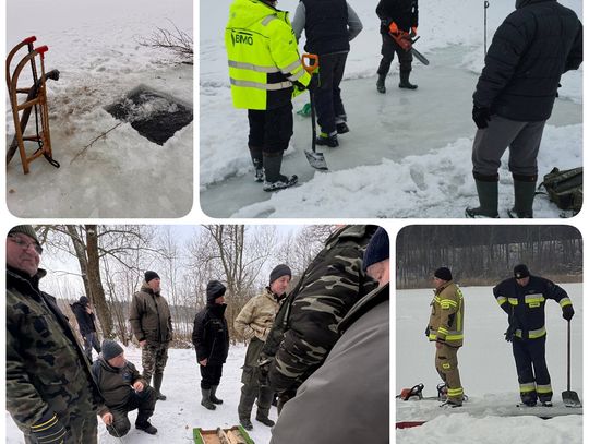 Zimowa mobilizacja wędkarzy. Walczyli z przyduchą na jeziorach w powiecie starogardzkim