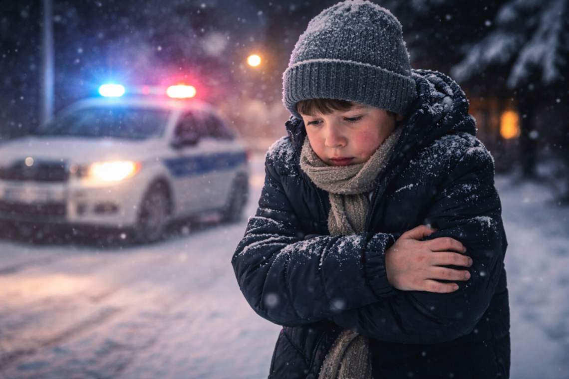 –20°C, noc i samotne dziecko na ulicy. Szybka reakcja zapobiegła tragedii –20°C, noc i samotne dziecko na ulicy. Szybka reakcja zapobiegła tragedii