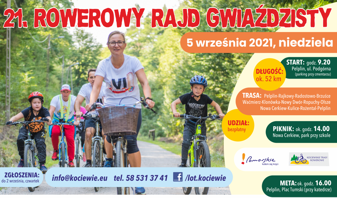 21. Rowerowy Rajd Gwiaździsty znów na szlakach powiatu tczewskiego. Zwiedzaj Kociewie i spalaj kalorie!