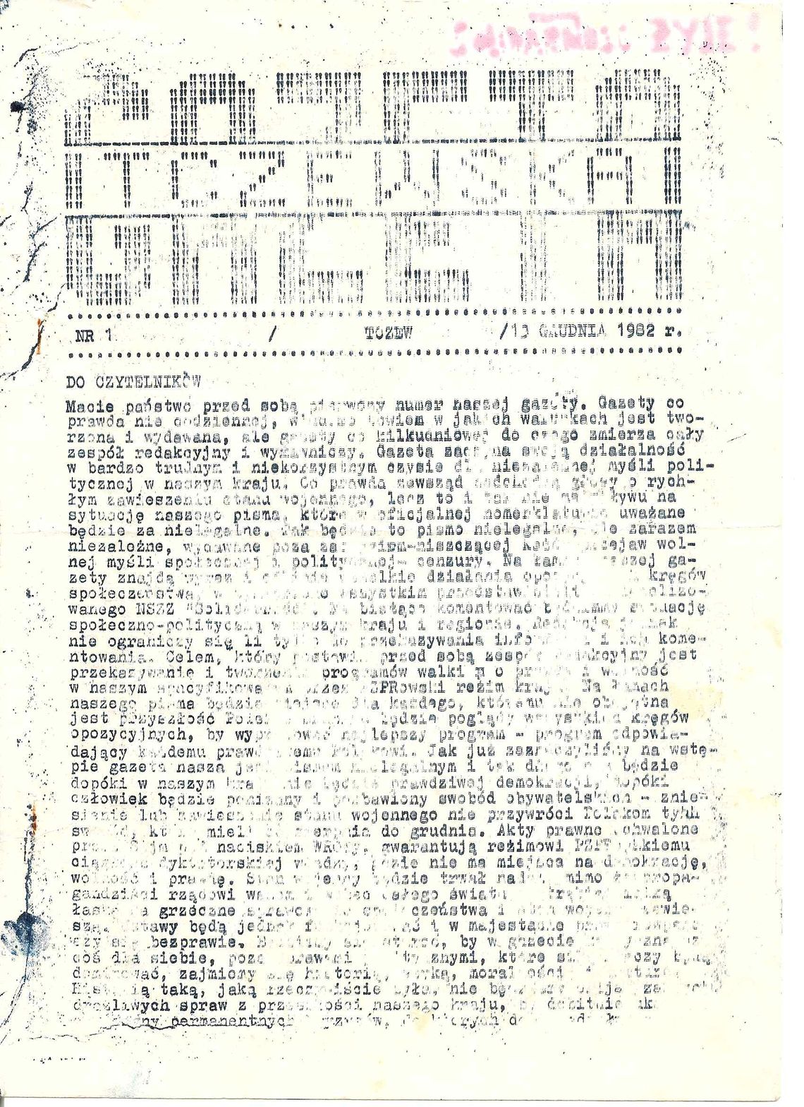 42-lata temu - 13 grudnia 1982 r. powstała  Gazeta Tczewska  - zasłużona dla Wolności, Niepodległości i Demokracji