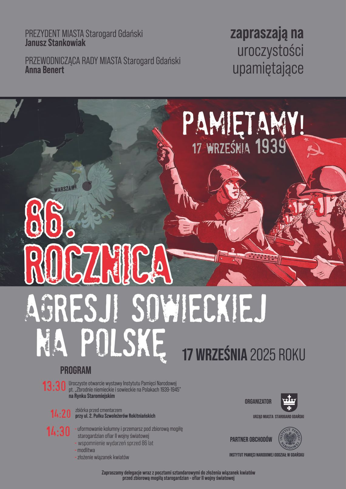 86. rocznica agresji wojsk sowieckich na Polskę. Władze miasta zapraszają na uroczystości 86. rocznica agresji wojsk sowieckich na Polskę. Władze miasta zapraszają na uroczystości