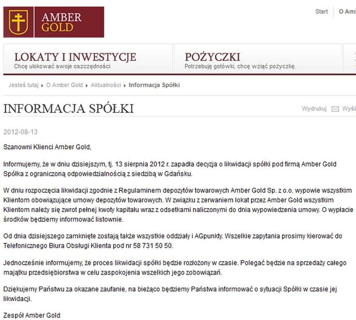 Amber Gold do samolikwidacji, biura – puste, lokaty do zwrotu – kiedy(ś)? Amber Gold do samolikwidacji, biura – puste, lokaty do zwrotu – kiedy(ś)?