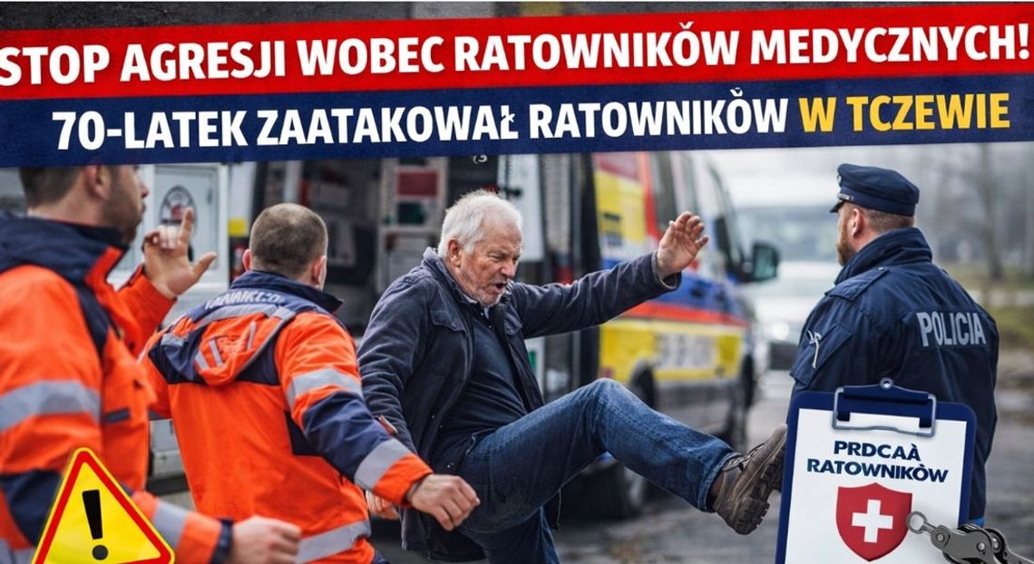 Atak na ratowników! 74-latek kopał i groził śmiercią