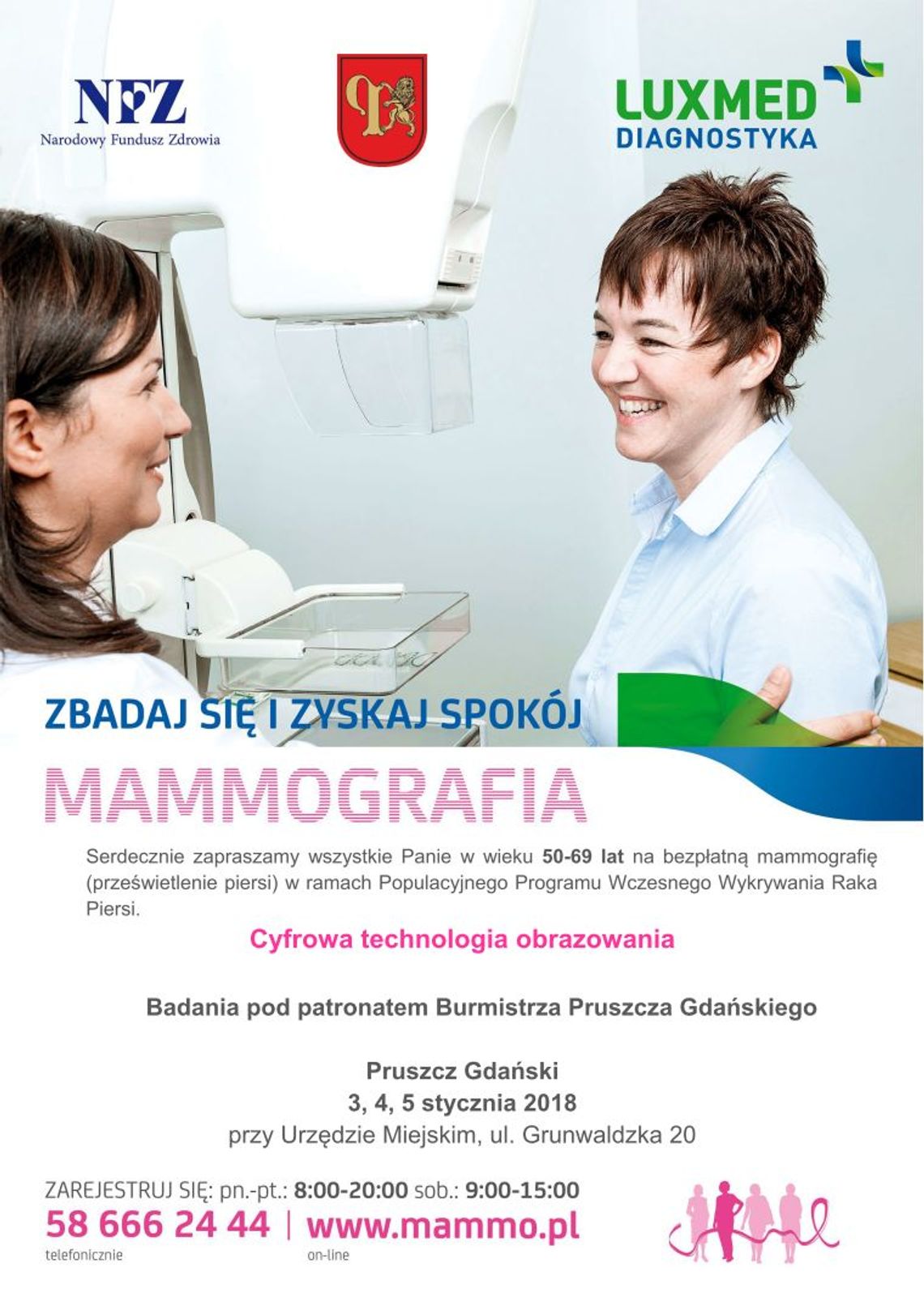 Bezpłatne badania mammograficzne w Pruszczu Gdańskim
