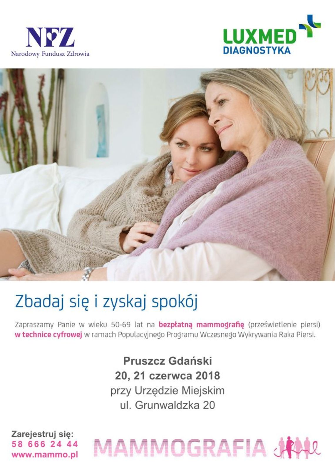 Bezpłatne badania mammograficzne w  Pruszczu Gdańskim