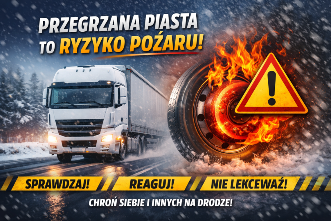 Chwile grozy w Uśnicach. Zapłon piasty w ciężarówce w trakcie jazdy