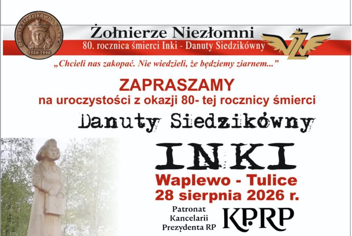 Danuta Siedzikówna „Inka” – pamięć, która wciąż zobowiązuje. Uroczystości w Waplewie Wielkim