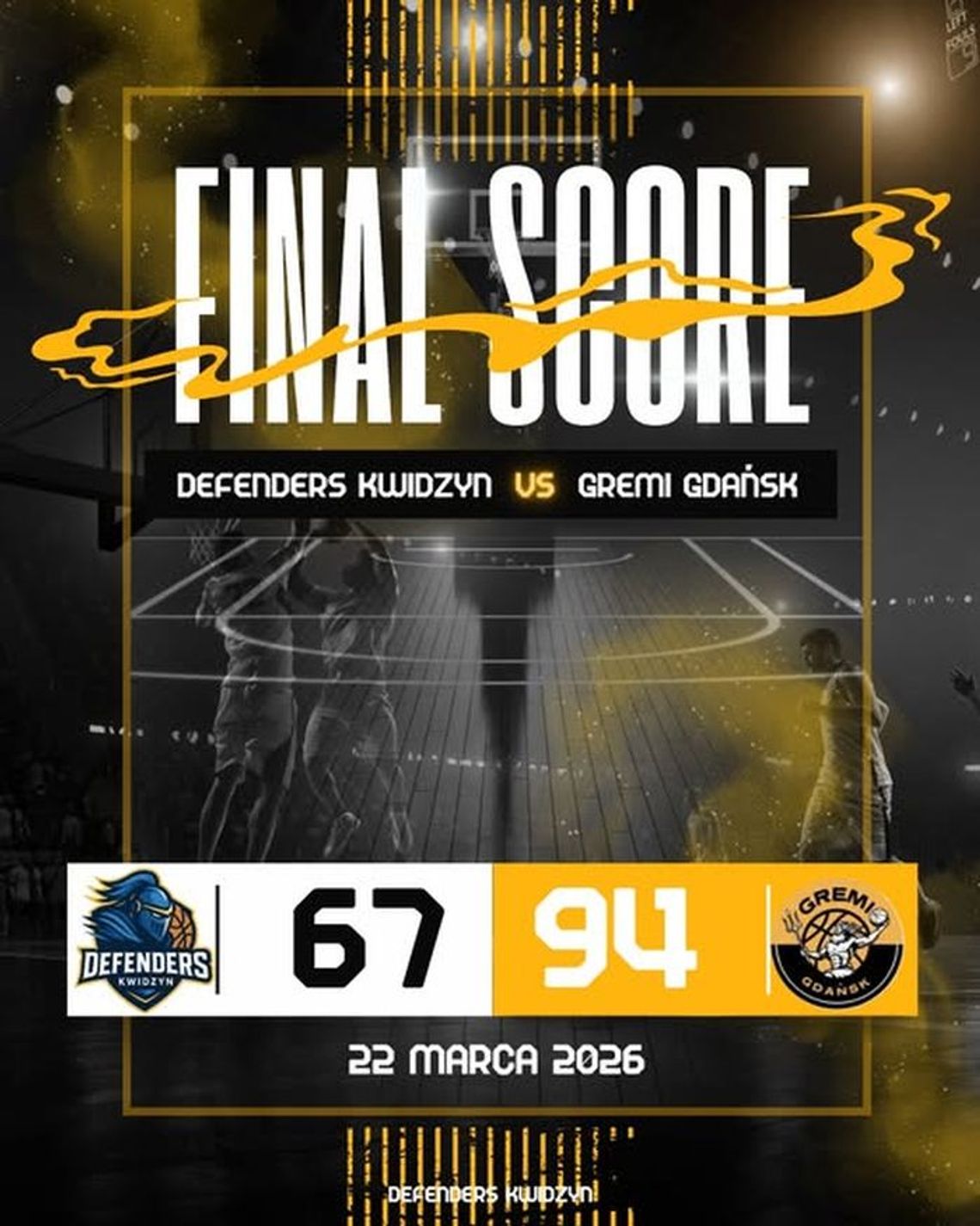 Defenders Kwidzyn z drugim miejscem w grupie. Przed drużyną walka o awans.