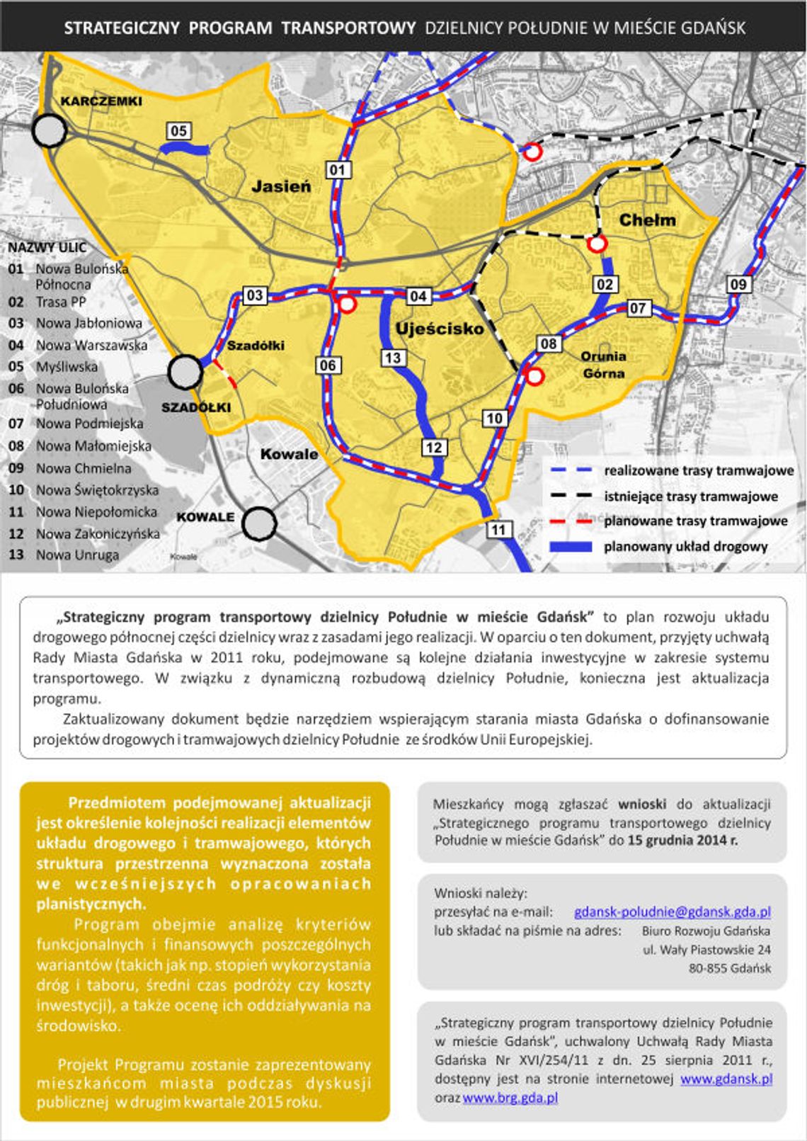 Do 15 grudnia można składać wnioski do Strategicznego Programu Transportowego dzielnicy Południe Do 15 grudnia można składać wnioski do Strategicznego Programu Transportowego dzielnicy Południe