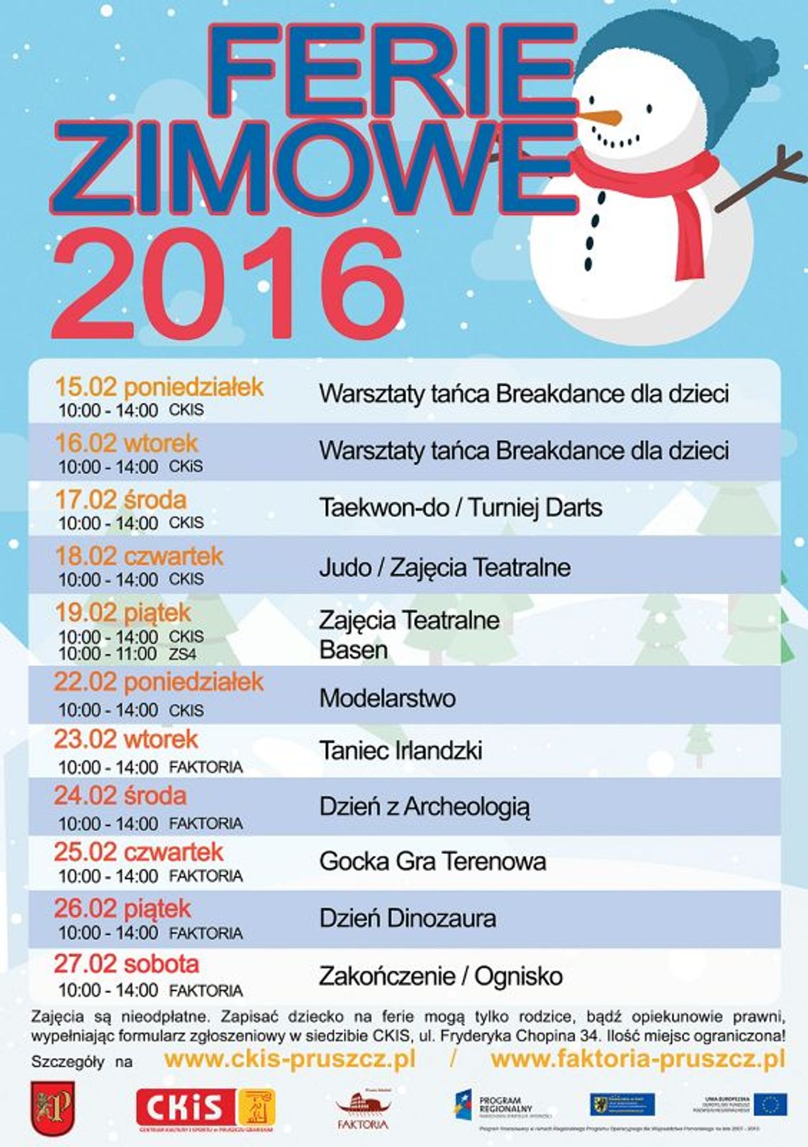 Ferie zimowe 2016 w Pruszczu Gdańskim