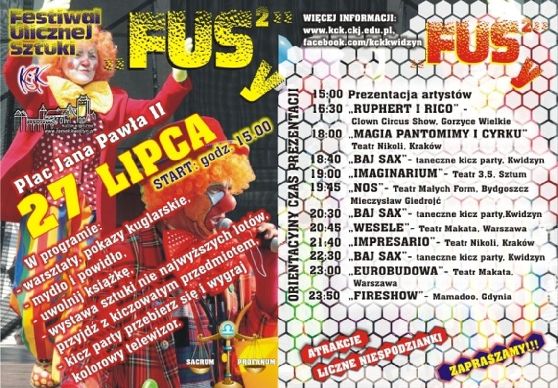 FUS czyli Festiwal Ulicznej Sztuki już 27 lipca