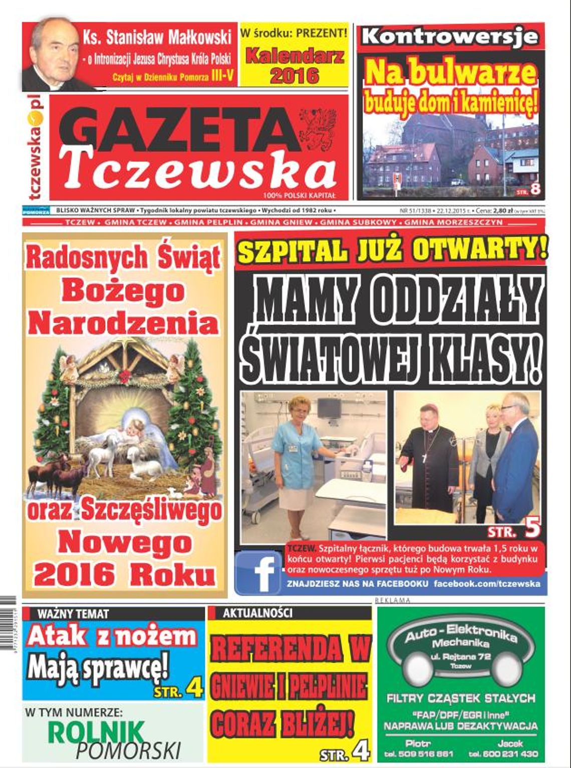 Gazeta Tczewska w Twoim kiosku. PREZENT: 2 kalendarze na 2016 r.! Gazeta Tczewska w Twoim kiosku. PREZENT: 2 kalendarze na 2016 r.!