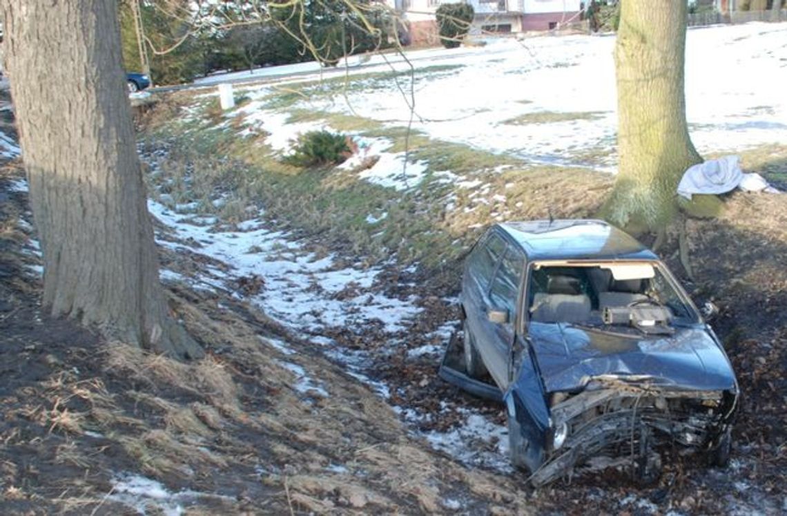 Golfem w drzewo i do rowu, 2 osoby ranne