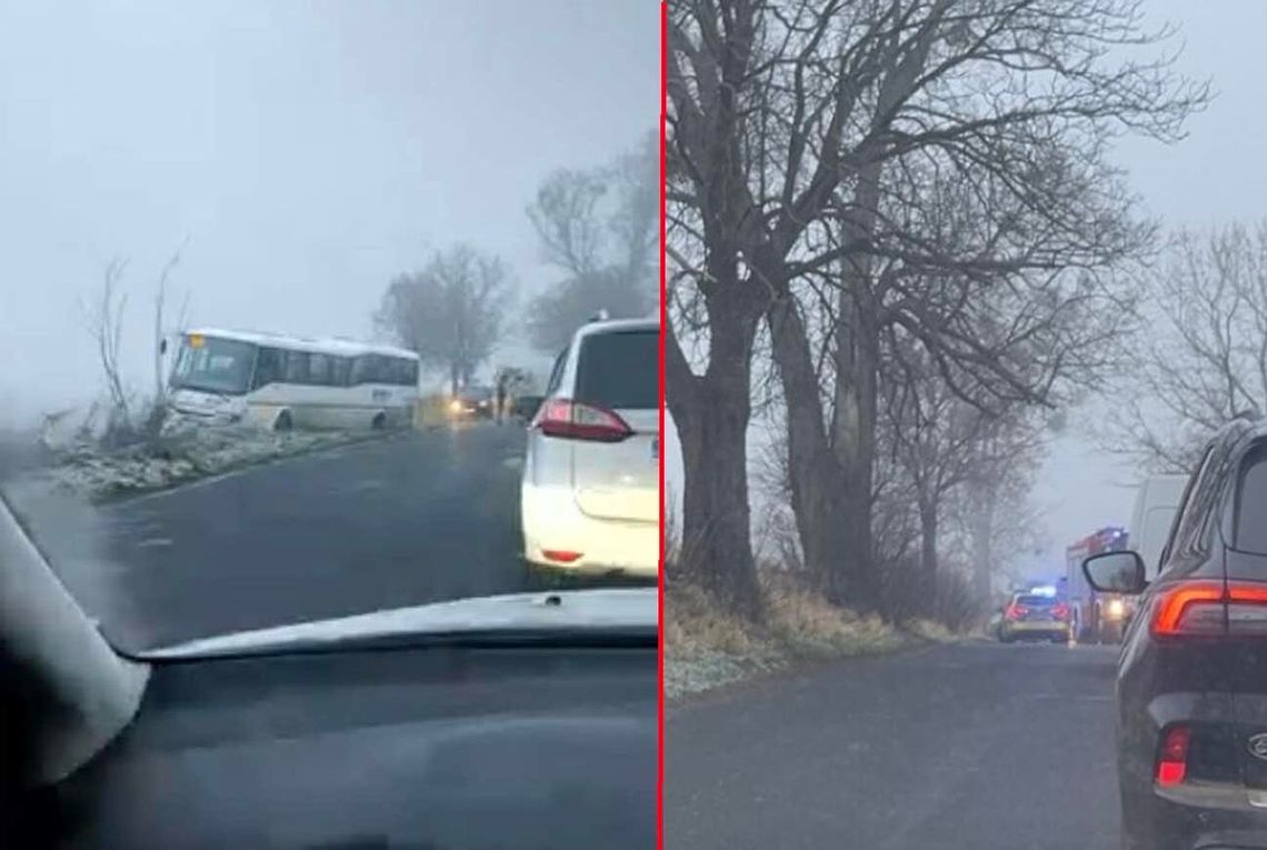 Groźne zdarzenie drogowe. Autobus szkolny w rowie. Dzieci bez pomocy medycznej?!