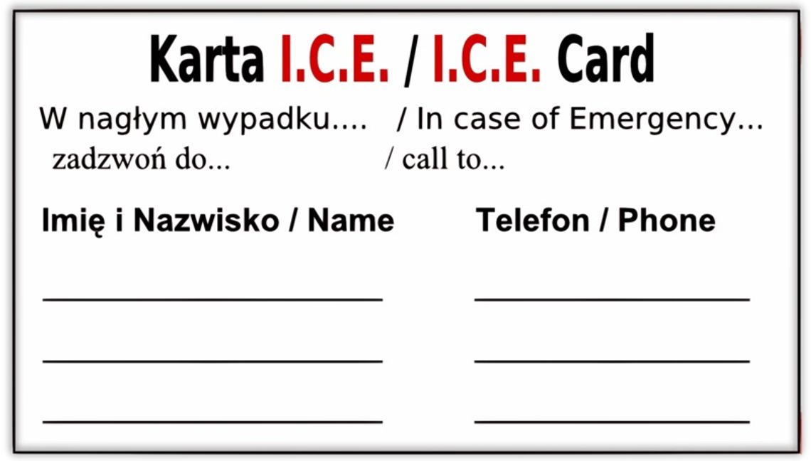 ICE w komórce - możesz sobie uratować życie