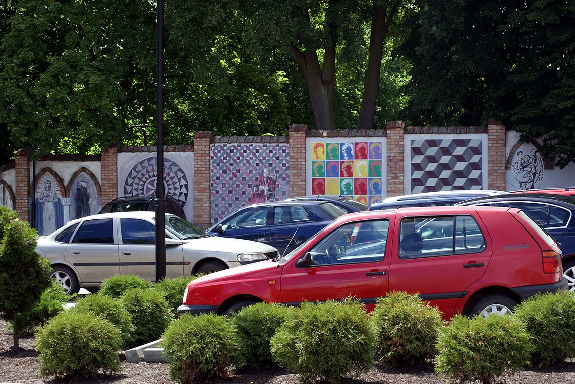 JP II na murze skweru w stylu... Warhola