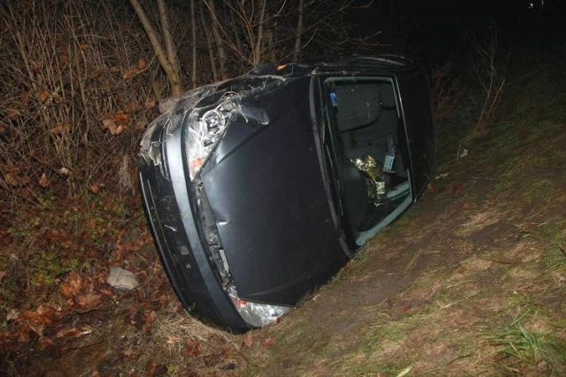 Kompletnie zalana za kierownicą - wpadła do rowu