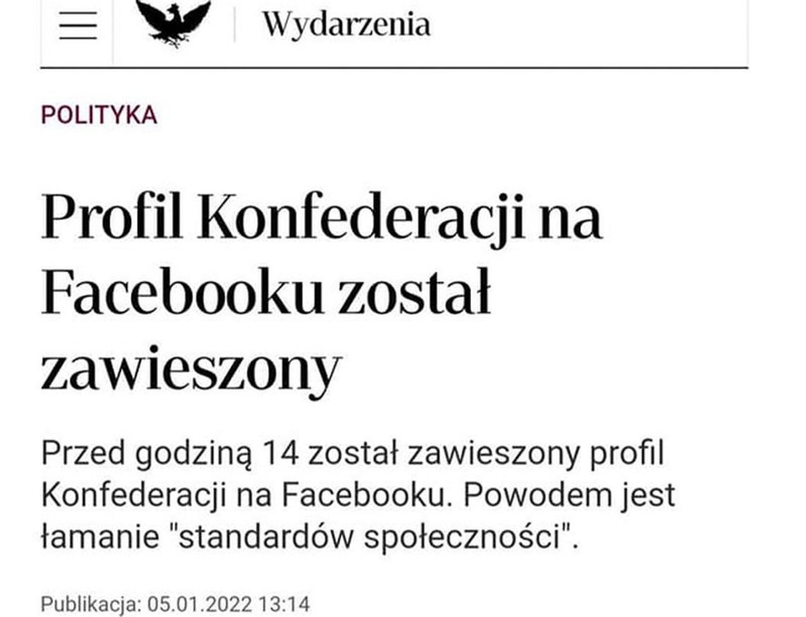 Konfederacja zablokowana na Facebooku. Atak na wolność słowa w Polsce?