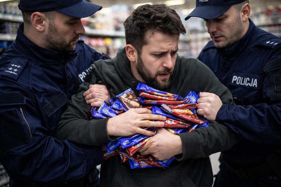 Kradł czekolady na potęgę. 24-latek zatrzymany przez policję