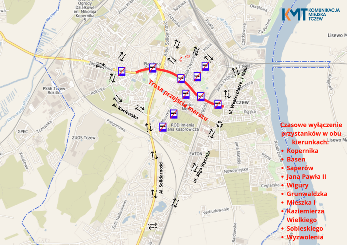 Marsz Jedności Gminy Tczew i zmiany w kursowaniu autobusów