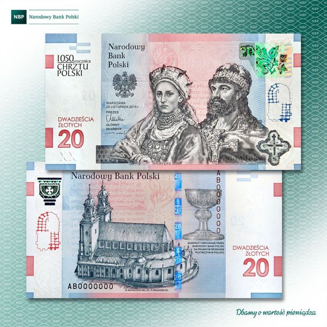 Mieszko I i Dobrawa na banknocie –  NBP upamiętni 1050. rocznicę chrztu Polski