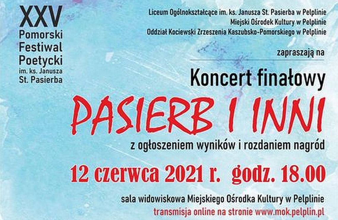 MOK zaprasza na Koncert finałowy Festiwalu Poetyckiego im. ks. Janusza St. Pasierba