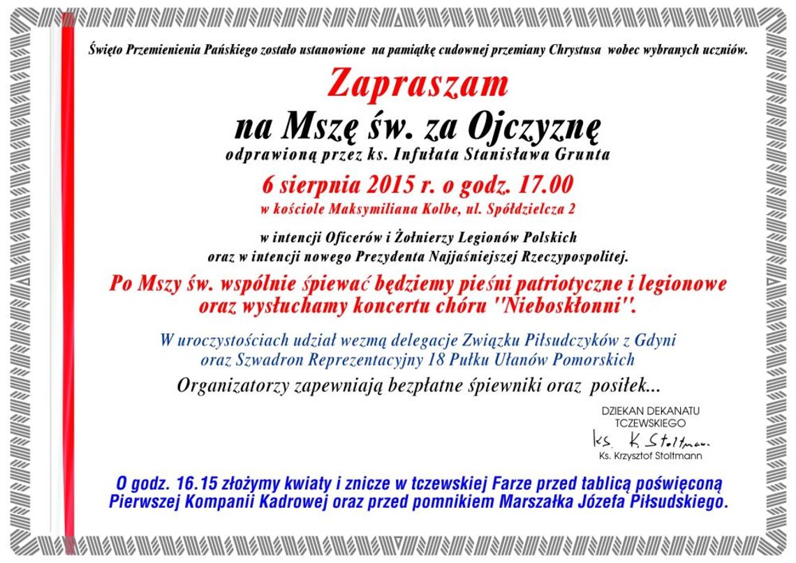 Msza za Ojczyznę w kościele pw. św. Maksymiliana Kolbe Msza za Ojczyznę w kościele pw. św. Maksymiliana Kolbe