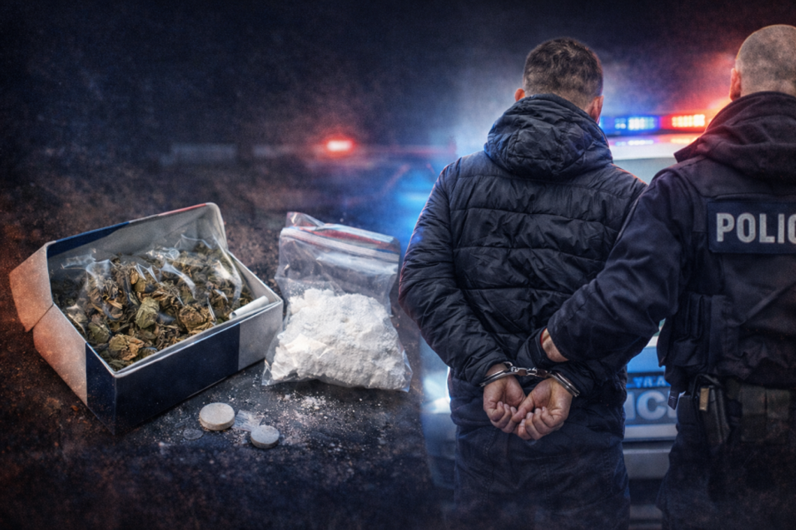 Nerwowe zachowanie zwróciło uwagę patrolu. Młody mężczyzna z narkotykami zatrzymany