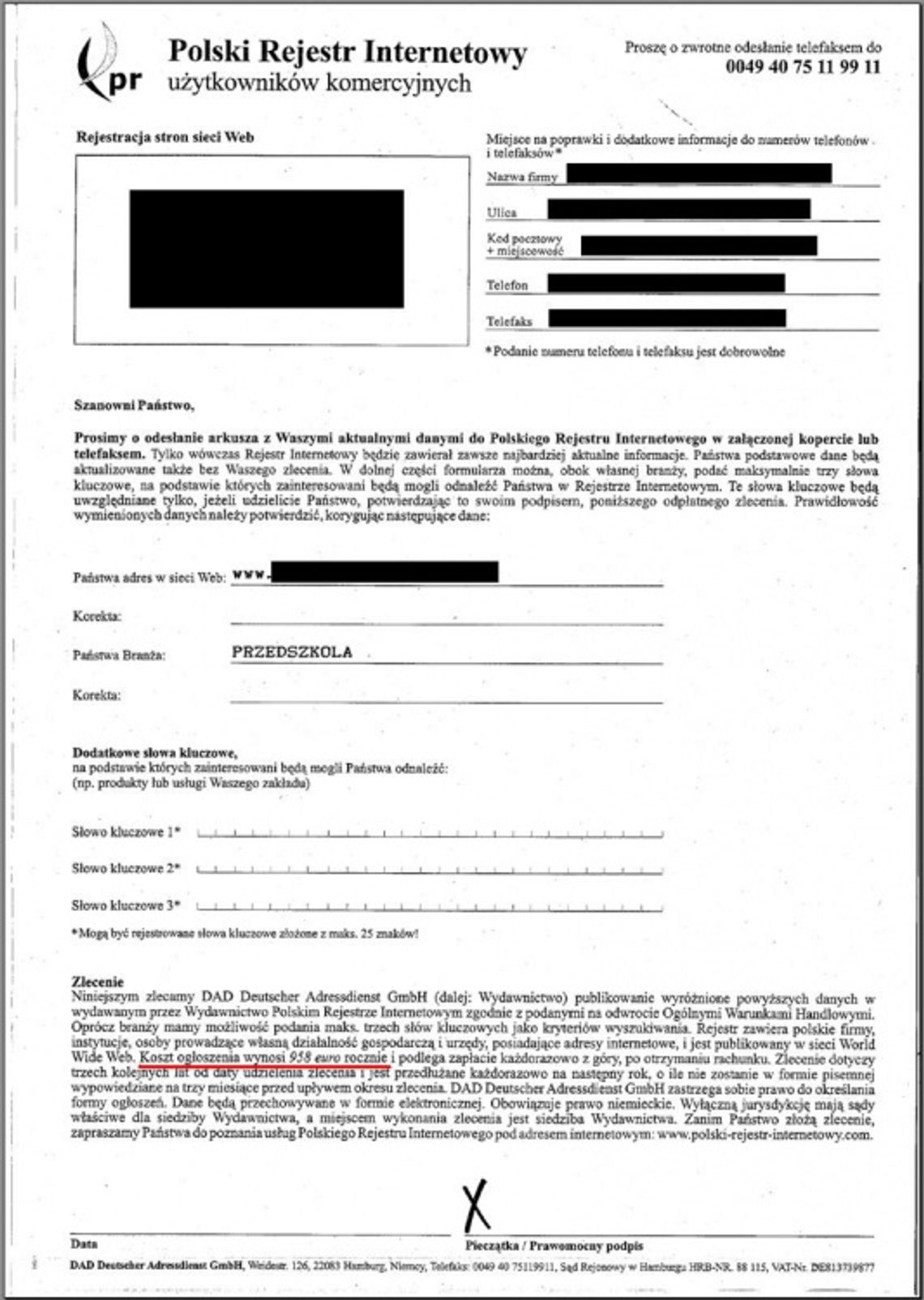 Nie dają za wygraną i nadal oszukują - niemiecka firma znów naciąga polskich przedsiębiorców Nie dają za wygraną i nadal oszukują - niemiecka firma znów naciąga polskich przedsiębiorców