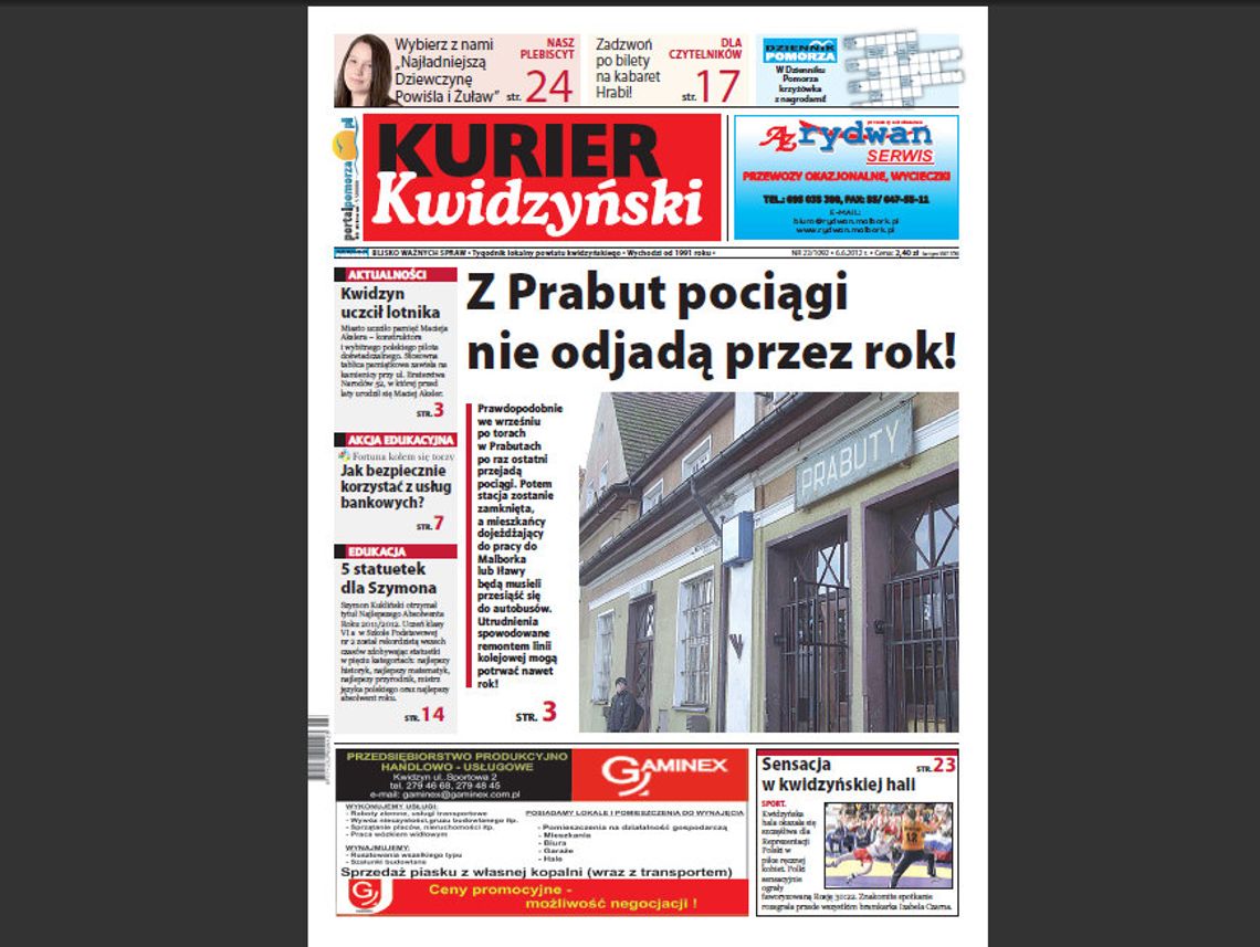 Od środy nowy numer „Kuriera Kwidzyńskiego” Od środy nowy numer „Kuriera Kwidzyńskiego”
