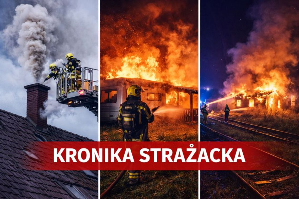 Ogień nie odpuszczał. Płonął komin, kemping i pustostan przy torach Ogień nie odpuszczał. Płonął komin, kemping i pustostan przy torach