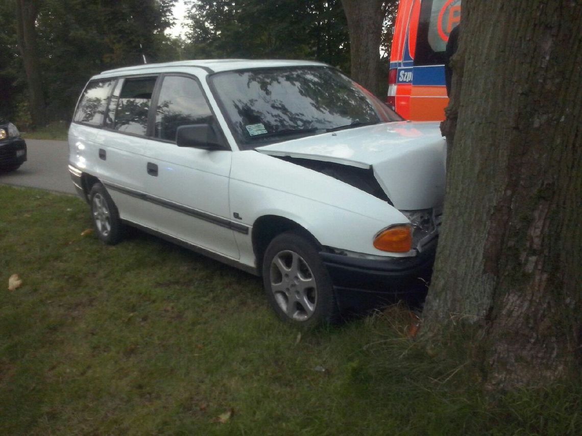 Opel zatrzymał się na drzewie. Jedna osoba ranna Opel zatrzymał się na drzewie. Jedna osoba ranna