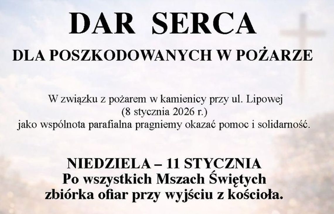 Parafia Podwyższenia św. Krzyża apeluje o pomoc poszkodowanym w pożarze