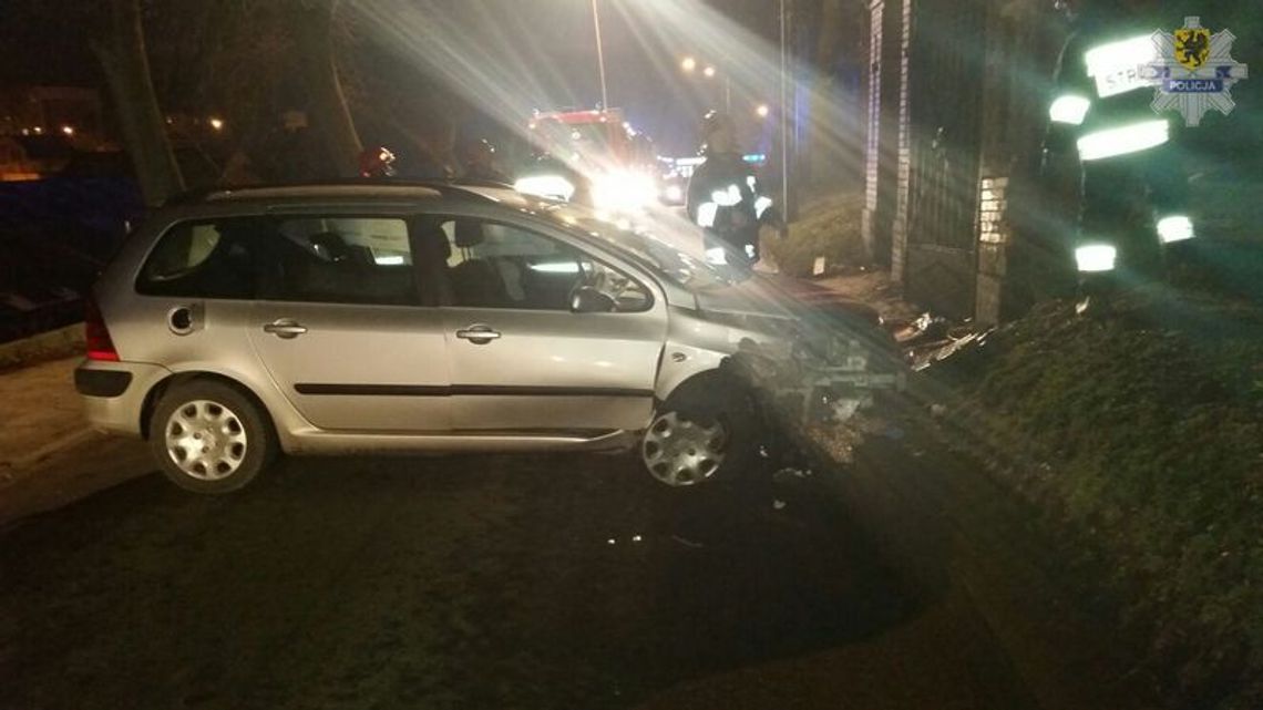 Peugeot uderzył w słup