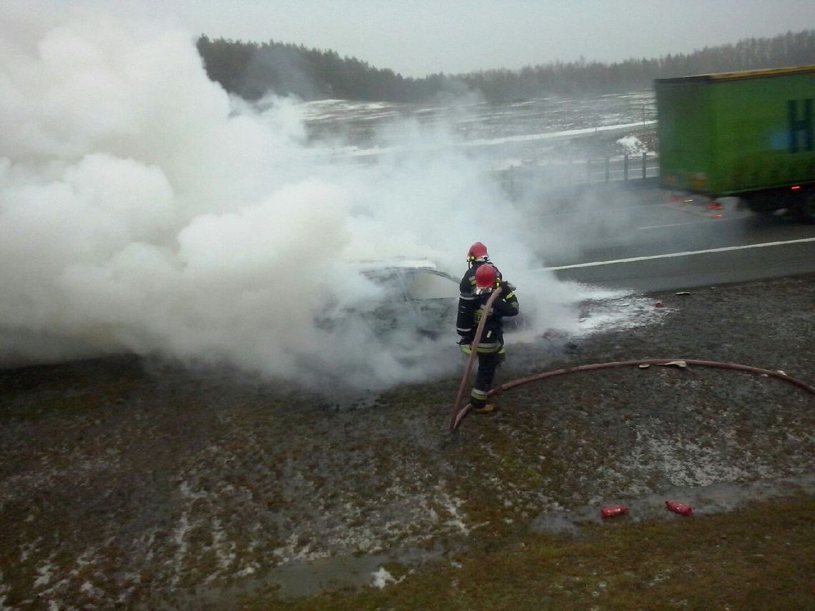 PILNE. Auto spłonęło na poboczu A1! PILNE. Auto spłonęło na poboczu A1!