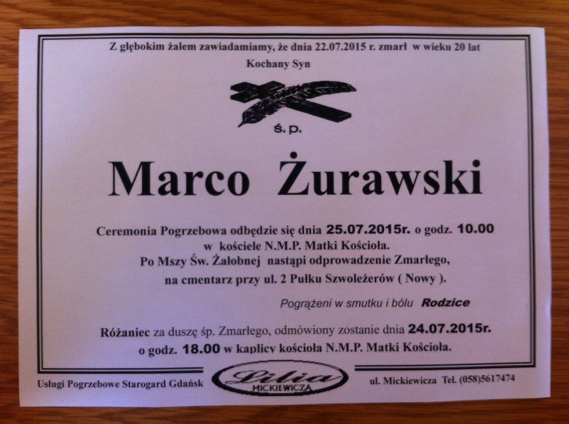 Po długiej walce z chorobą odszedł Marco Żurawski Po długiej walce z chorobą odszedł Marco Żurawski