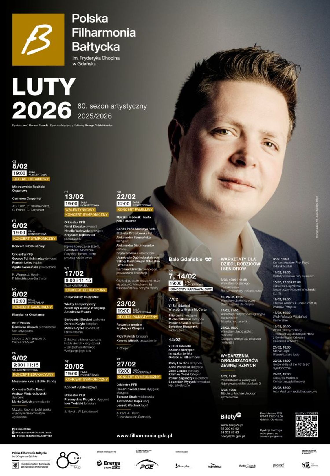 Polska Filharmonia Bałtycka im. Fryderyka Chopina w Gdańsku zaprasza na koncerty symfoniczne i wydarzenia w lutym 2026