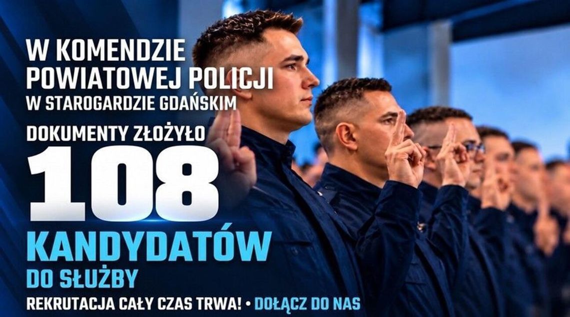 Ponad stu kandydatów w Starogardzie Gdańskim. Pomorska Policja przyjmuje nowych funkcjonariuszy Ponad stu kandydatów w Starogardzie Gdańskim. Pomorska Policja przyjmuje nowych funkcjonariuszy