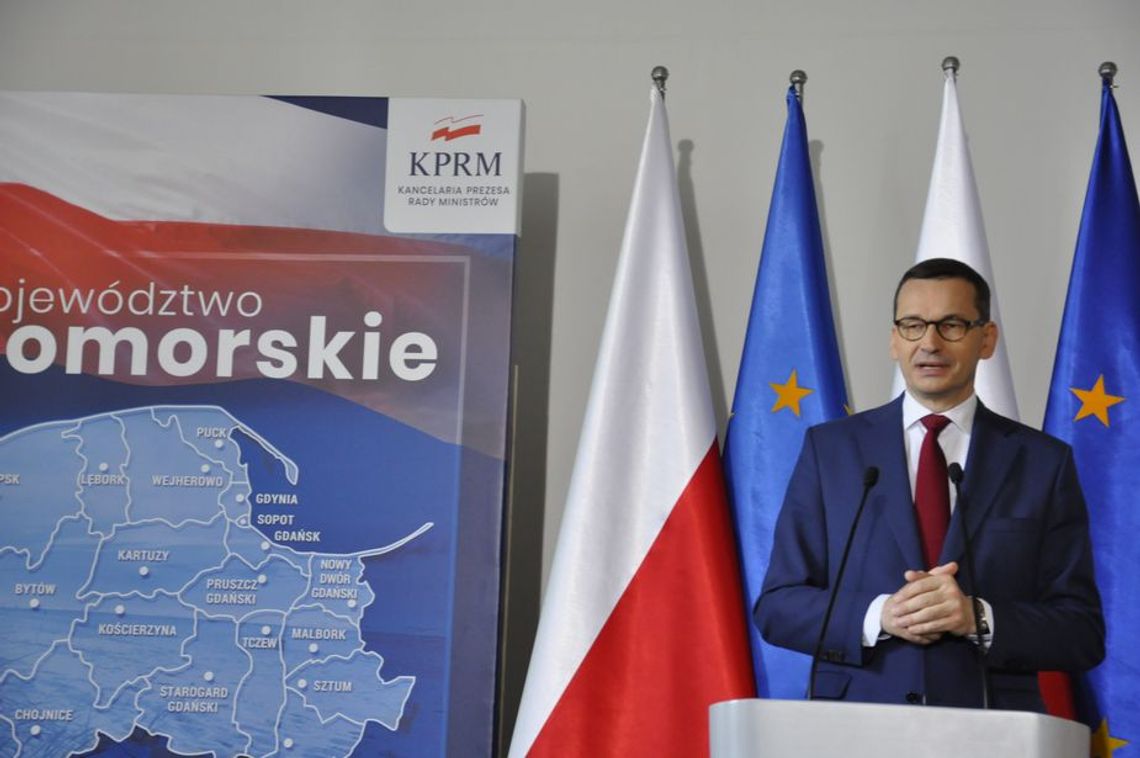 Premier Morawiecki w Gdańsku o programie prezydenta Dudy, tarczach i wielkich inwestycjach dla Pomorza