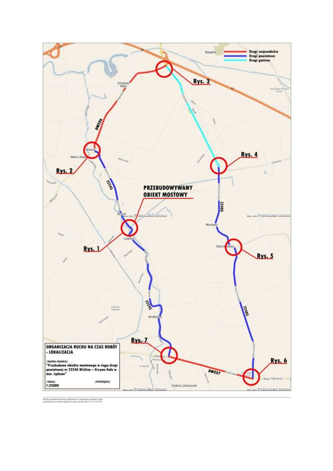 Przebudowa mostku w Lędowie na trasie Wiślina - Grabiny Zameczek Przebudowa mostku w Lędowie na trasie Wiślina - Grabiny Zameczek