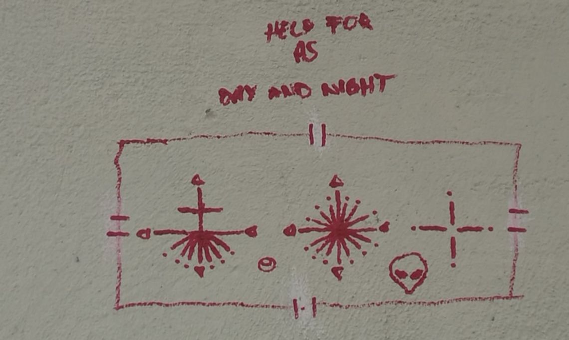 Przesłanie do ludzkości na estakadzie w centrum Gdańska Przesłanie do ludzkości na estakadzie w centrum Gdańska