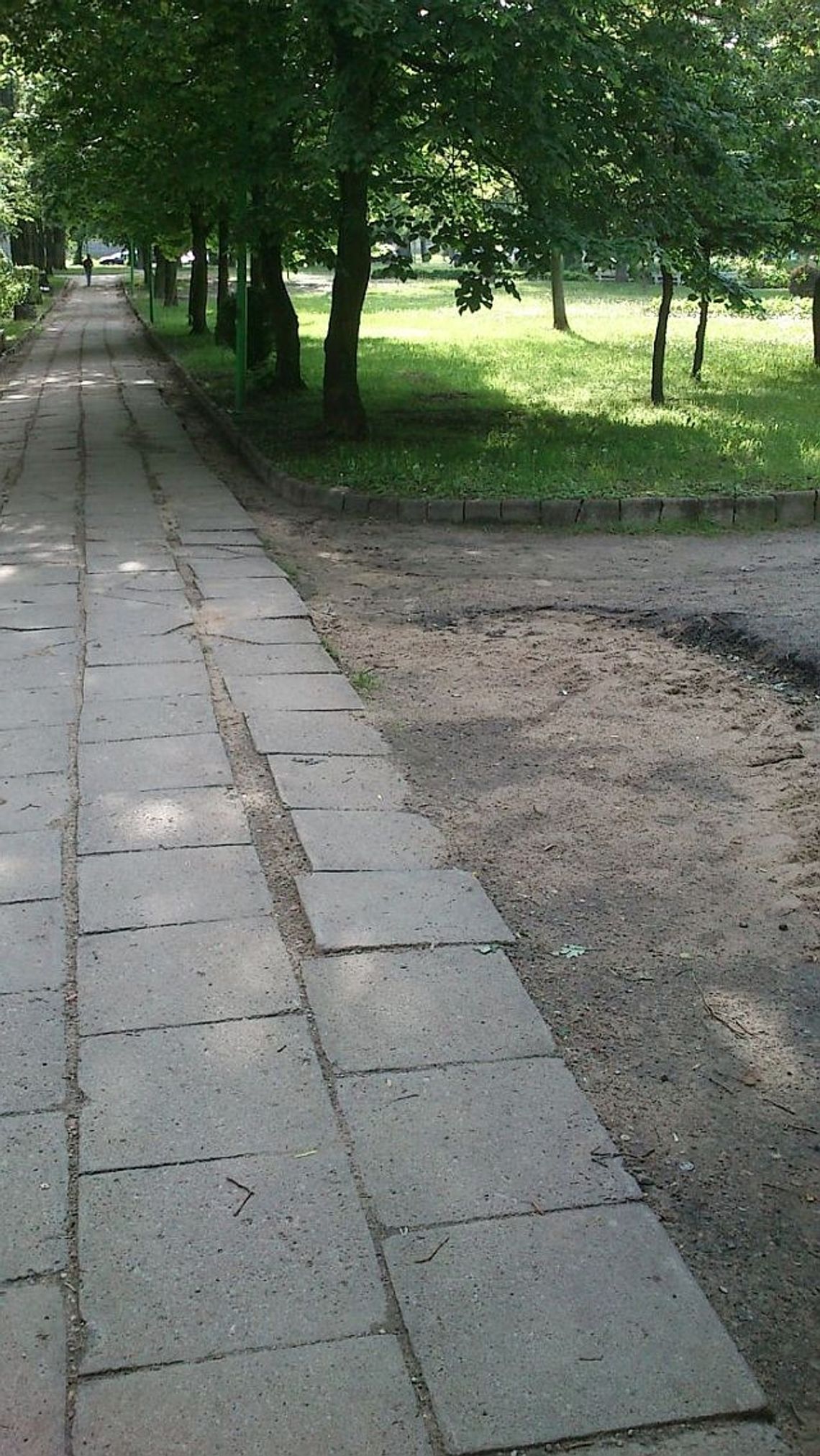 Przez Park Kopernika po wyboistym chodniku…