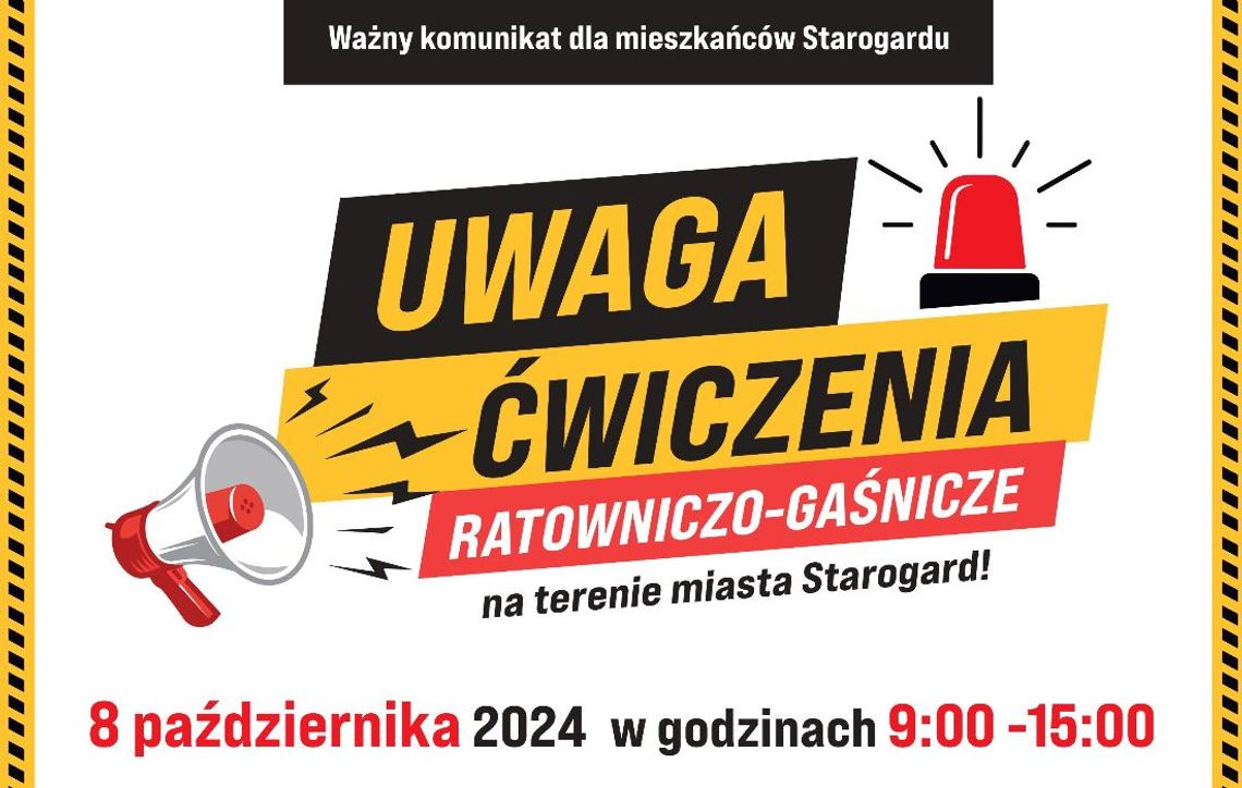 PRZYPOMINAMY: Jutro w Starogardzie odbędą się ćwiczenia ratowniczo-gaśnicze. Zawyją syreny