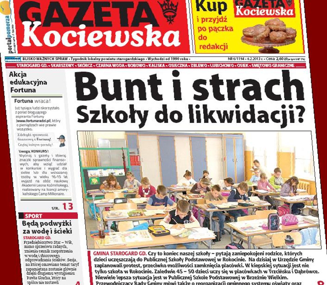 Szkoły do likwidacji? - w  "Gazecie Kociewskiej!"